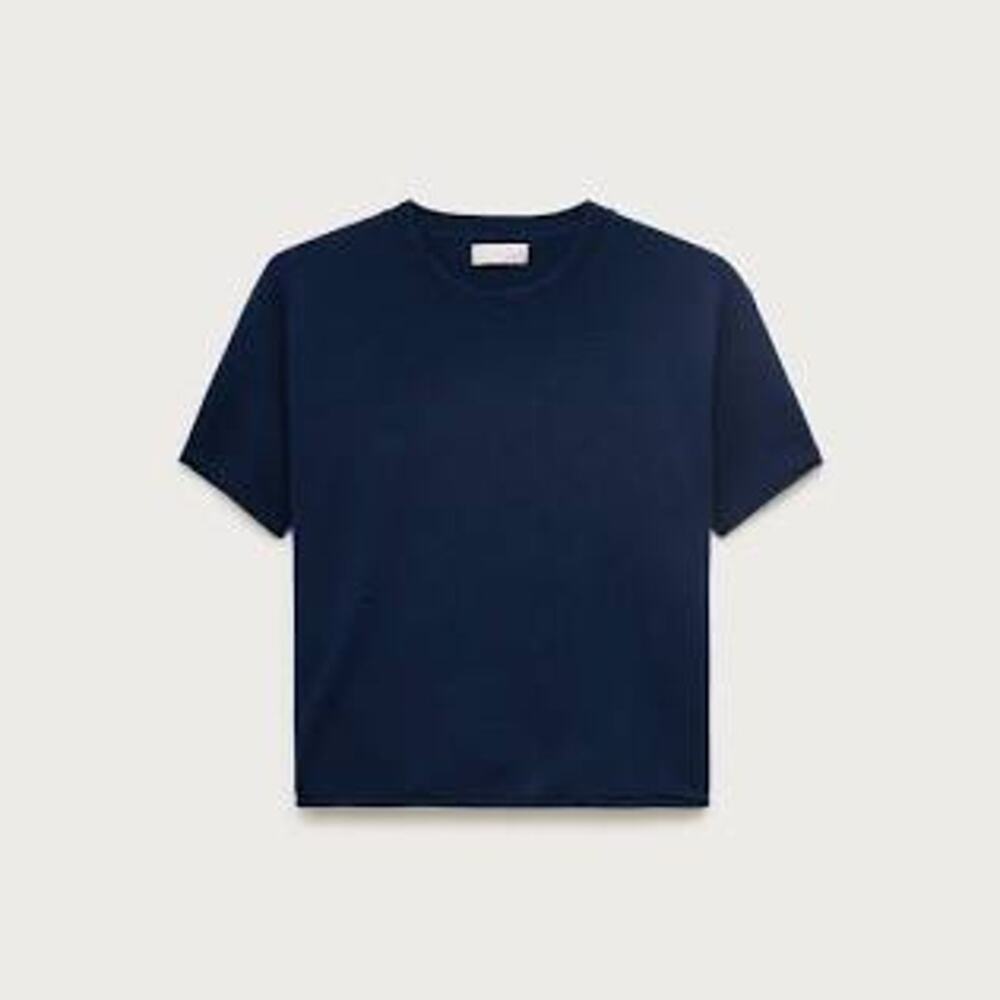 NWT J Crew Cashmere Shrunken Short Sleeve T-shirt Navy Blue XXS